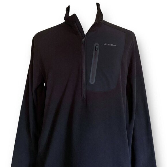 Eddie Bauer Mens First Ascent Cloud Layer Pro 1/4 Zip Pullover XLT Black Fleece - Picture 2 of 7